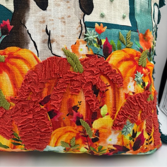 Pioneer Woman Charlie Pillow Bassett Hound Dog Pumpkin Embroidered Fall Truck - Picture 5 of 10